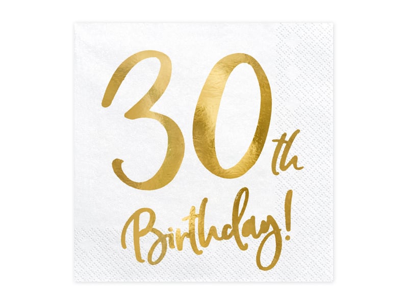 Feestbazaar Servetten 30th Birthday Goud - 20 Stuks