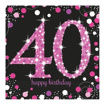 Feestbazaar Servetten 40 jaar Sparkling Pink