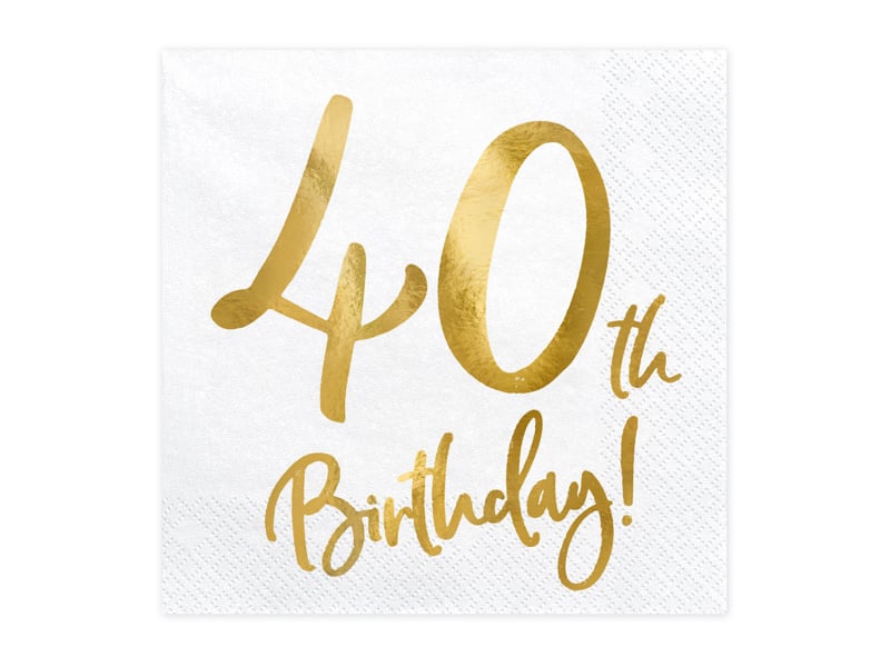 Feestbazaar Servetten 40th Birthday Goud - 20 Stuks