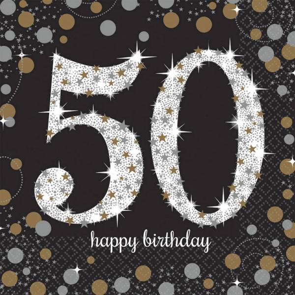 Feestbazaar Servetten 50 jaar Sparkling zilver/goud
