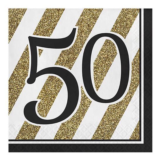 Feestbazaar Servetten '50' Zwart/Goud