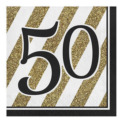 Feestbazaar Servetten '50' Zwart/Goud