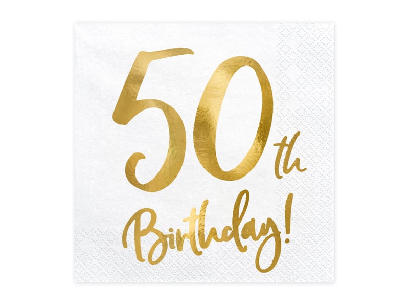 Feestbazaar Servetten 50th Birthday Goud - 20 Stuks