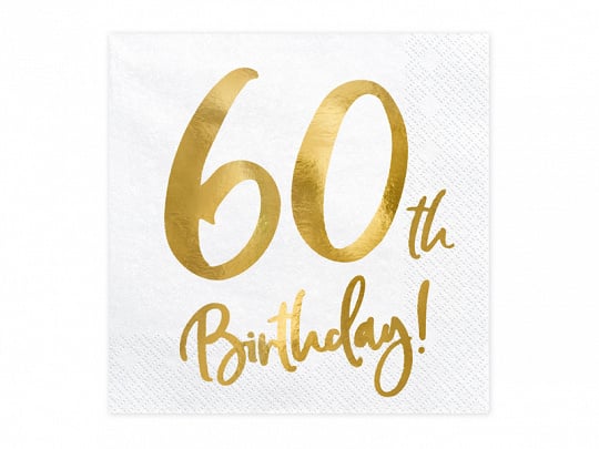 Feestbazaar Servetten 60th Birthday Goud - 20 Stuks