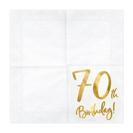 Feestbazaar Servetten 70th Birthday Goud - 20 Stuks