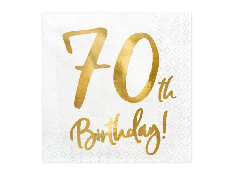 Feestbazaar Servetten 70th Birthday Goud - 20 Stuks