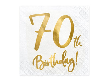 Feestbazaar Servetten 70th Birthday Goud - 20 Stuks