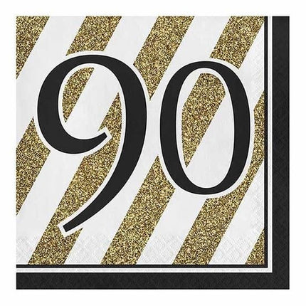 Feestbazaar Servetten '90' Zwart/Goud (16st)
