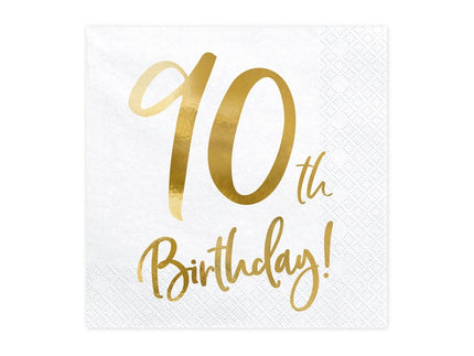Feestbazaar Servetten 90th Birthday Goud (20st)