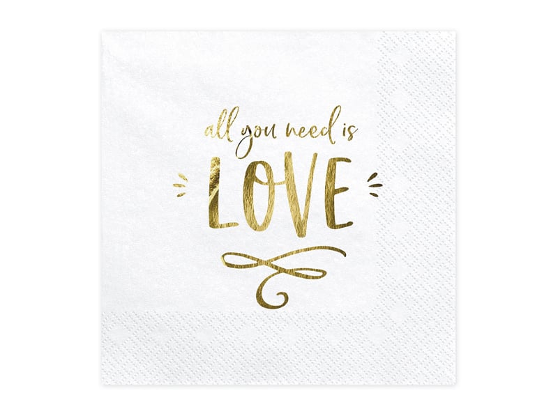 Feestbazaar Servetten All you Need Is Love Wit/Goud