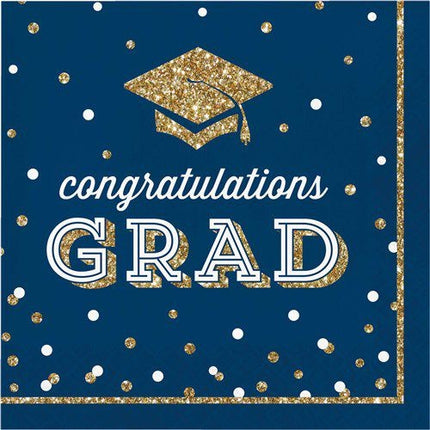 Feestbazaar Servetten ’Congratulations Grad’ Blauw Glitter (16st)