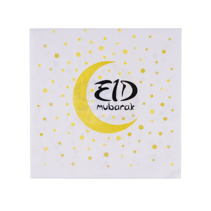 Feestbazaar Servetten Eid Mubarak Goud/Wit (20st)