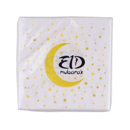 Feestbazaar Servetten Eid Mubarak Goud/Wit (20st)