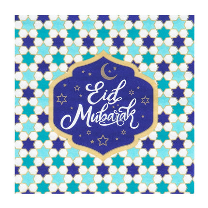 Feestbazaar Servetten Eid Mubarak Ramadan Blauw (20st)