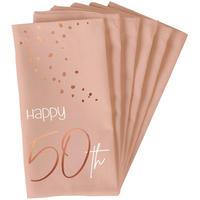 Feestbazaar Servetten Elegant Lush Blush 50 Jaar 33x33cm - 10 stuks