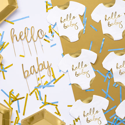 Feestbazaar Servetten Geboorte Baby Rompertje Wit/Goud (20st)