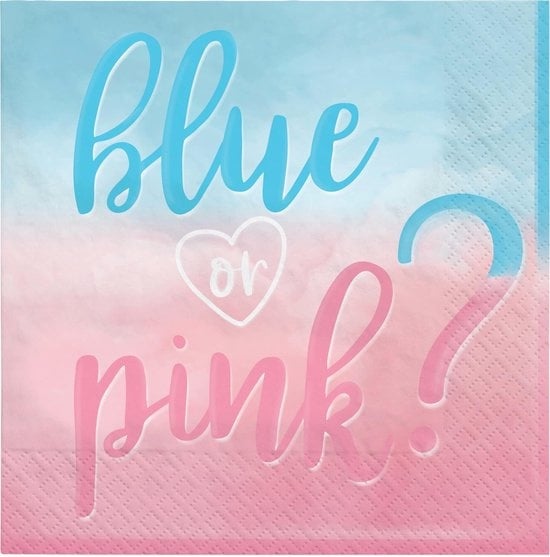 Feestbazaar Servetten Gender Reveal 'Blue Or Pink' (16st)