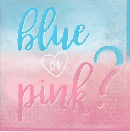 Feestbazaar Servetten Gender Reveal 'Blue Or Pink' (16st)