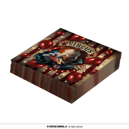Feestbazaar Servetten Halloween Circus Horror Clown (12st)