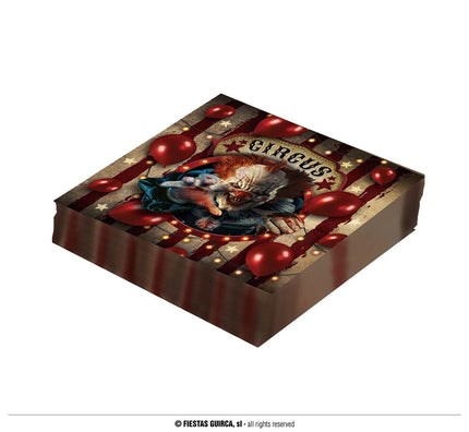 Feestbazaar Servetten Halloween Circus Horror Clown (12st)