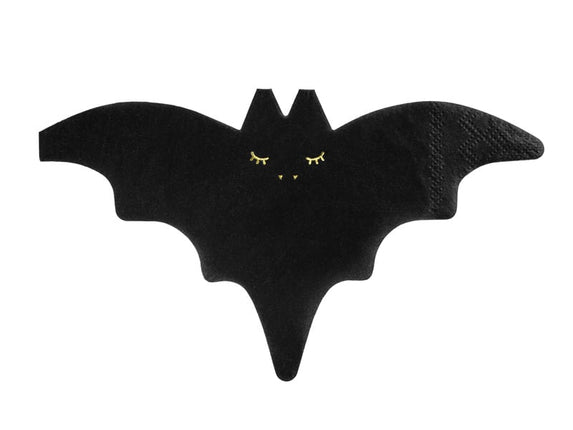 Feestbazaar Servetten Halloween Vleermuis Zwart (20st)