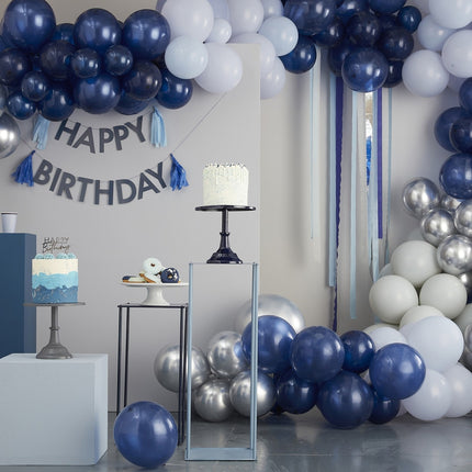 Feestbazaar Servetten Happy Birthday Navy Blue (16st)