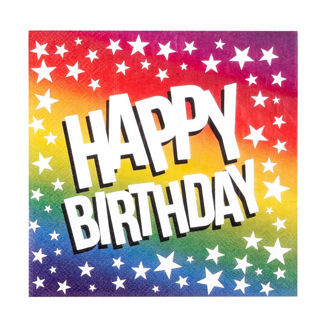 Feestbazaar Servetten Happy Birthday Rainbow (20st)
