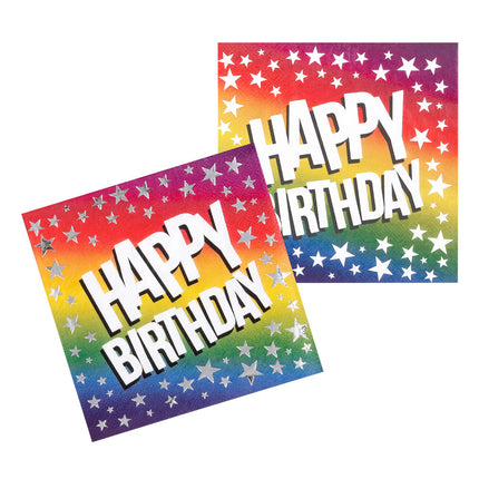 Feestbazaar Servetten Happy Birthday Rainbow (20st)