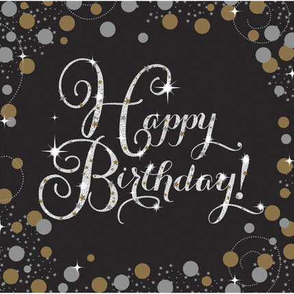Feestbazaar Servetten Happy Birthday Sparkling Gold
