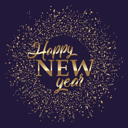 Feestbazaar Servetten "Happy New Year" blue/gold (20st)