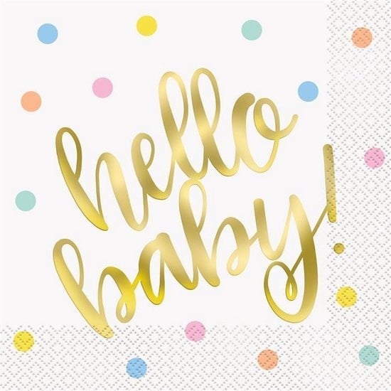 Feestbazaar Servetten Hello Baby Confetti (16st)