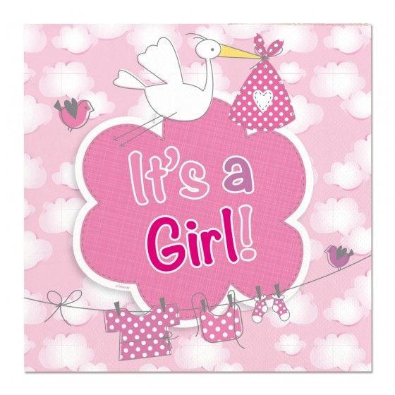 Feestbazaar Servetten It's a Girl geboorte Meisje