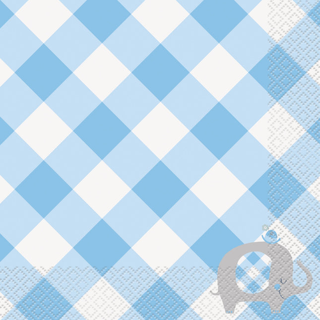 Feestbazaar Servetten Olifant Blauw Geboorte Jongen (16st)