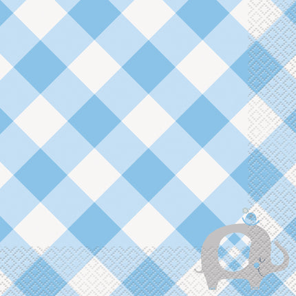 Feestbazaar Servetten Olifant Blauw Geboorte Jongen (16st)