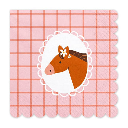 Feestbazaar Servetten Paarden Geblokt Bella (12st)