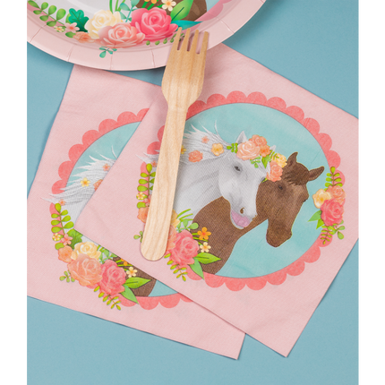 Feestbazaar Servetten Paarden Roze Dreams