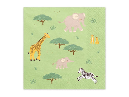 Feestbazaar Servetten Safari Groen Oranje met Print (12st)