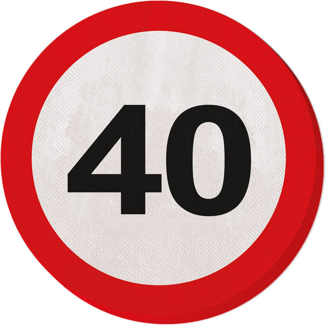 Feestbazaar Servetten Verkeersbord 40 jaar
