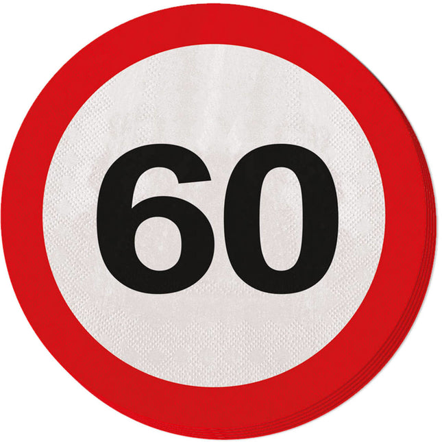 Feestbazaar Servetten verkeersbord 60 jaar