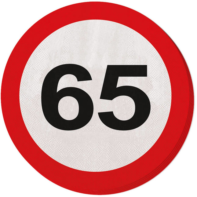 Feestbazaar Servetten verkeersbord 65 jaar