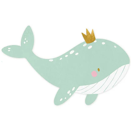 Feestbazaar Servetten Walvis met kroontje (20st)