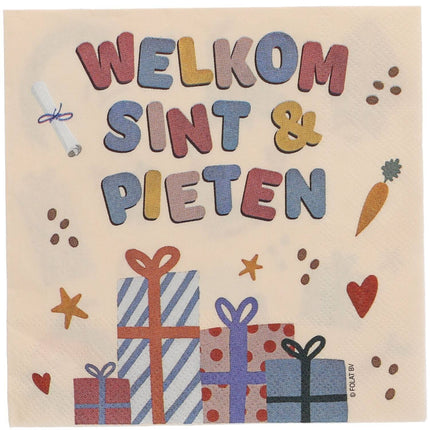 Feestbazaar Servetten Welkom Sint & Piet Cartoon (20st)