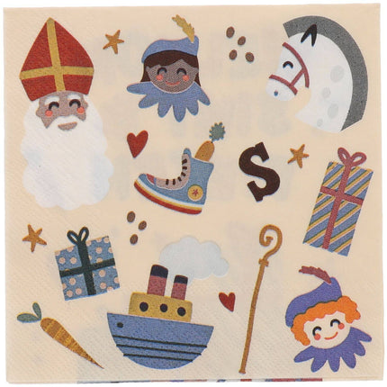 Feestbazaar Servetten Welkom Sint & Piet Cartoon (20st)