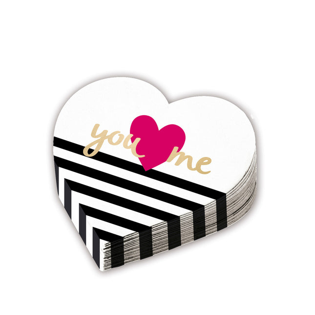 Feestbazaar Servetten 'You Loves Me' Hartvormig (12st)