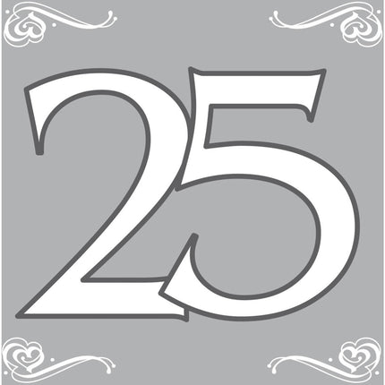 Feestbazaar Servetten Zilver 25 Jaar (20st)