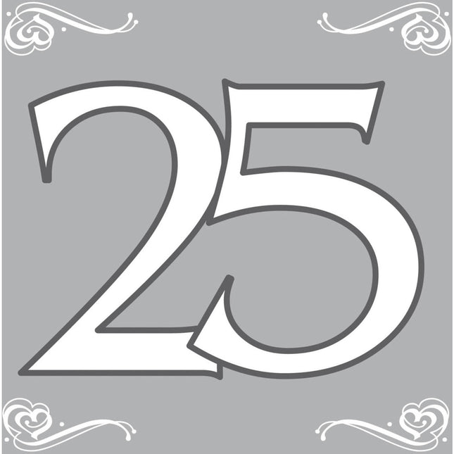 Feestbazaar Servetten Zilver 25 Jaar (20st)