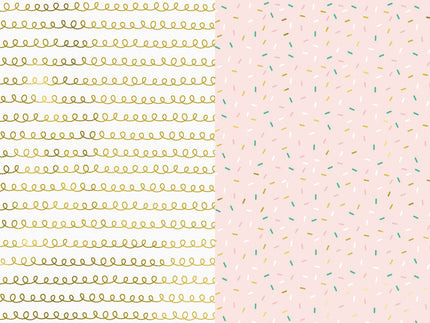 Feestbazaar Set 2 rollen Cadeaupapier Gold/Pink Mix