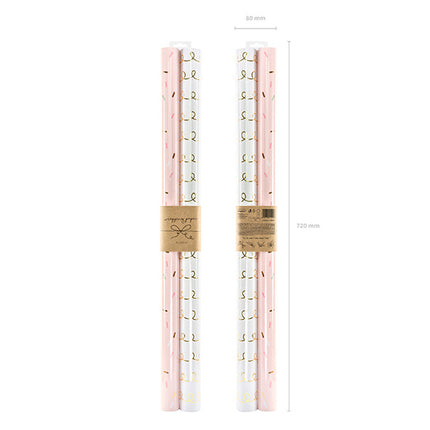 Feestbazaar Set 2 rollen Cadeaupapier Gold/Pink Mix