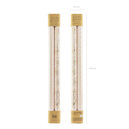 Feestbazaar Set 2 rollen Inpakpapier Metallic Roze/Goud Bladeren en Stippen