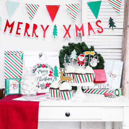 Feestbazaar Set 2 Rollen Kerst Inpakpapier Merry Xmas (70x200cm)
